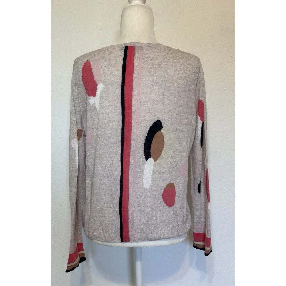Nic+Zoe Women Size M Rose Garden Linen Blend Front Twist Knot Sweater Timeless